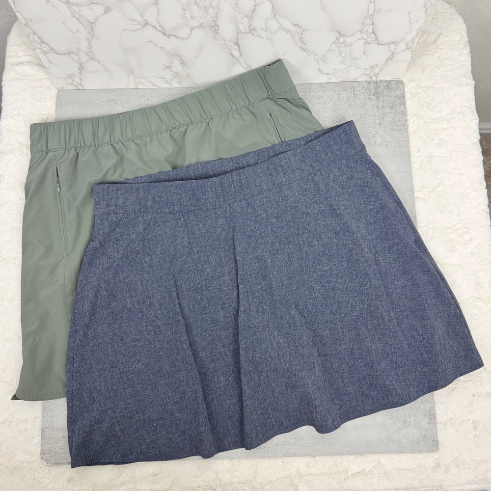 T by Talbots XL Petite Skort Lot 2 Blue Heather Green Athletic Golf Tennis